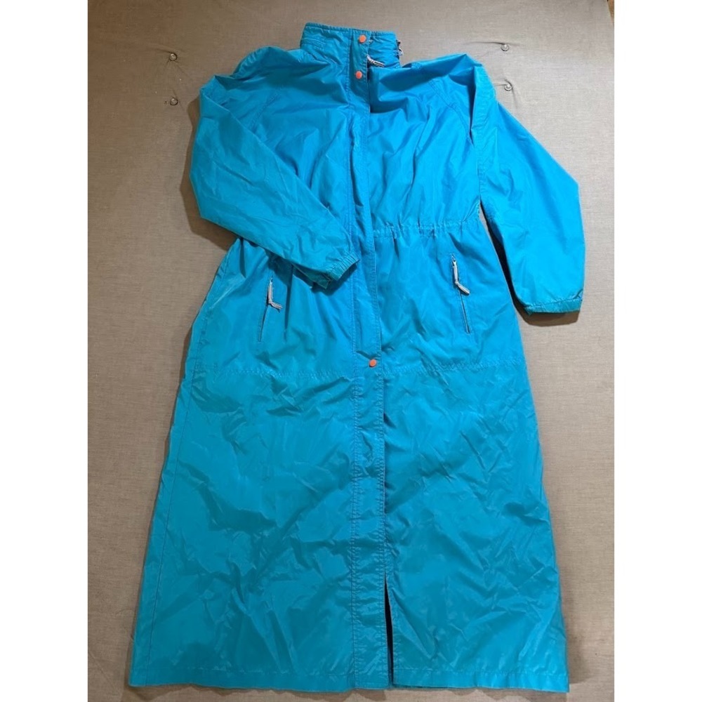 Vintage‎ The Woolrich Jacket Womens Medium Blue Zip Long Windbreaker.